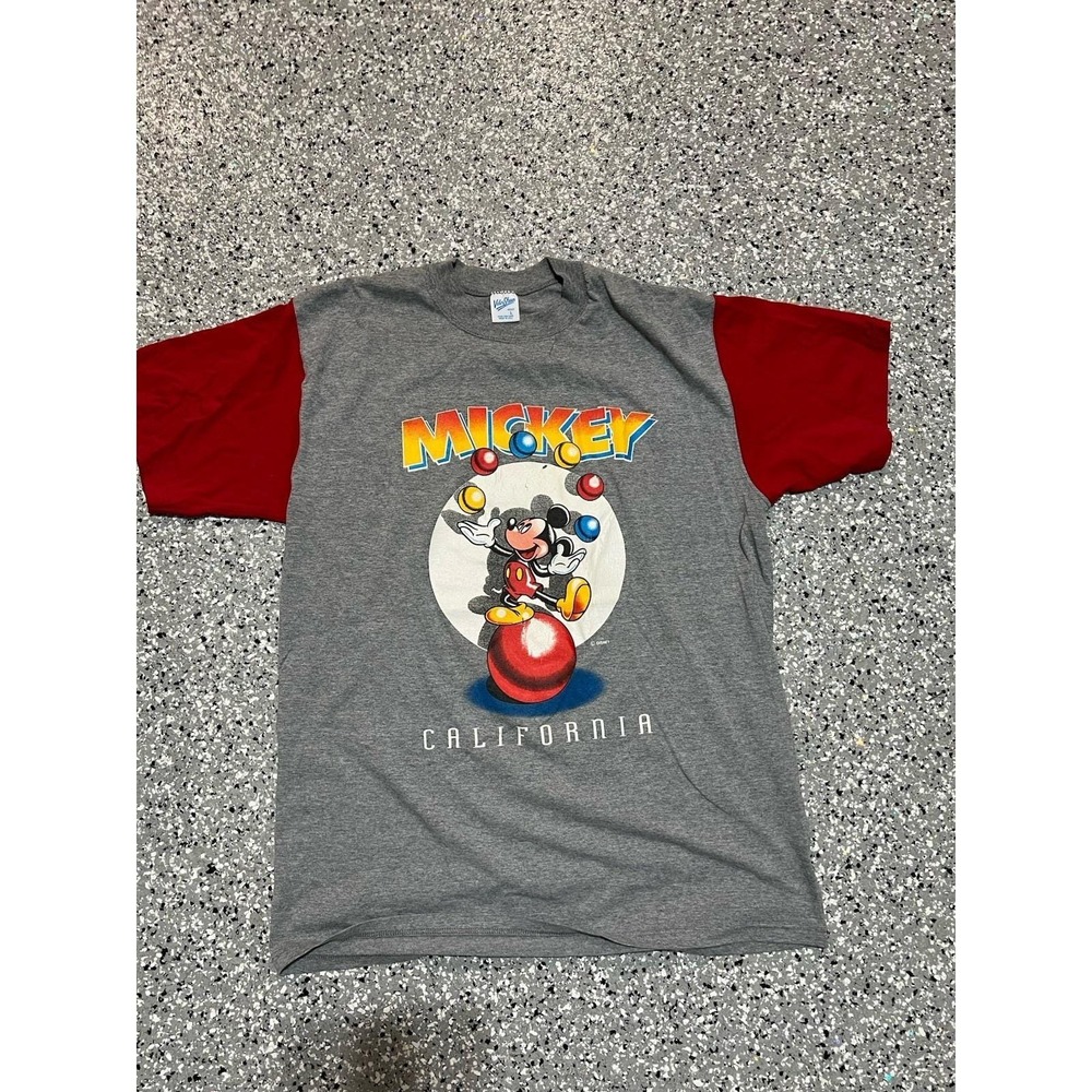 Vintage Mickey Mouse California T Shirt Disney Graphic Color Block Size L